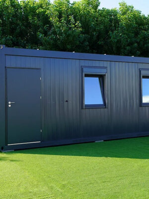 Conteneur Isolé de 6 x 3 mètres avec Toilettes et Cuisine RAL 7016