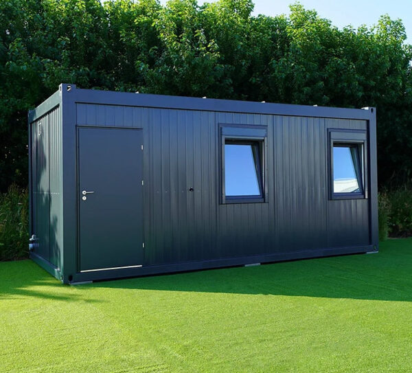 Conteneur Isolé de 6 x 3 mètres avec Toilettes et Cuisine RAL 7016