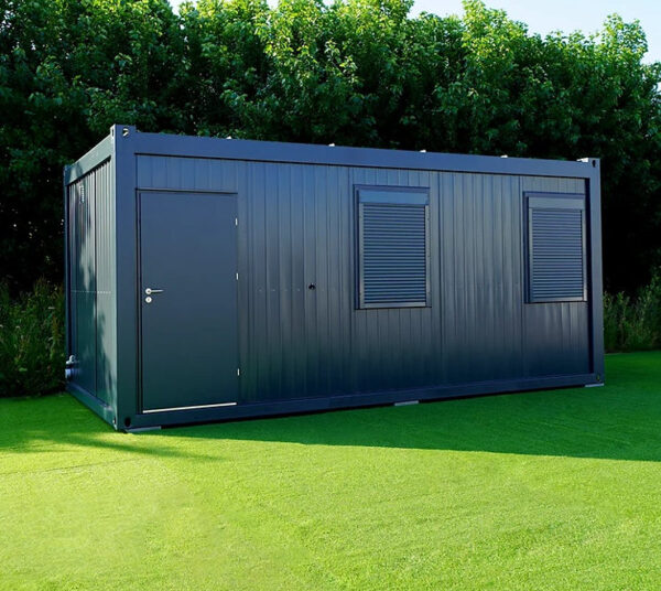 Conteneur Isolé de 6 x 3 mètres avec Toilettes et Cuisine RAL 7016