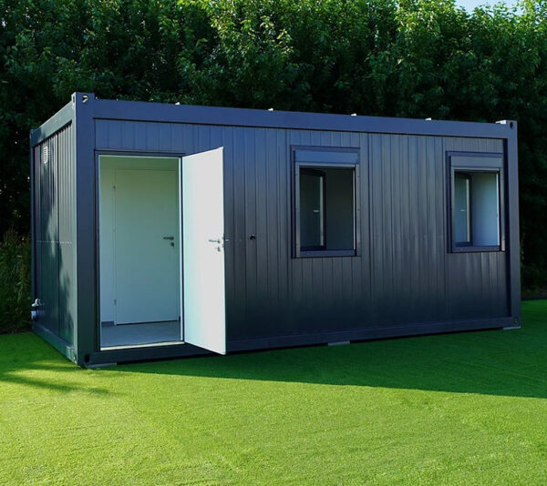 Conteneur Isolé de 6 x 3 mètres avec Toilettes et Cuisine RAL 7016