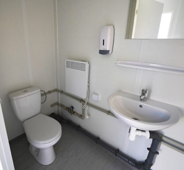 Conteneur Isolé de 6 x 3 mètres avec Toilettes et Cuisine RAL 7016
