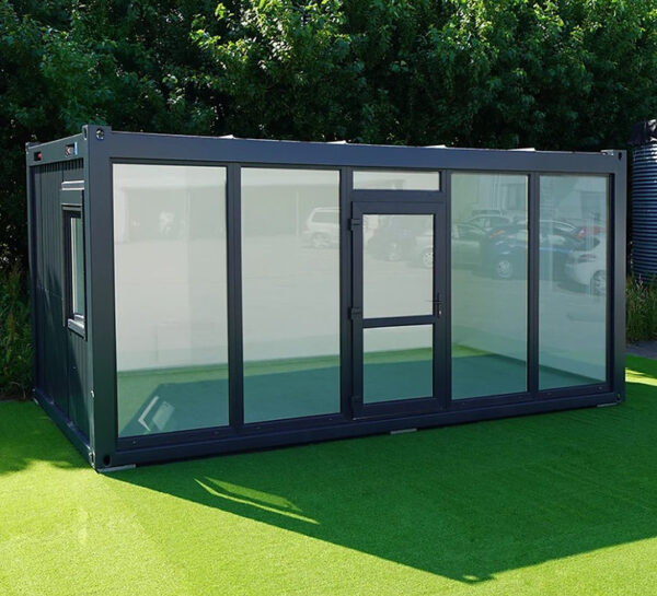 Conteneur 6x3 mètres avec Paroi Vitrée - RAL 7016