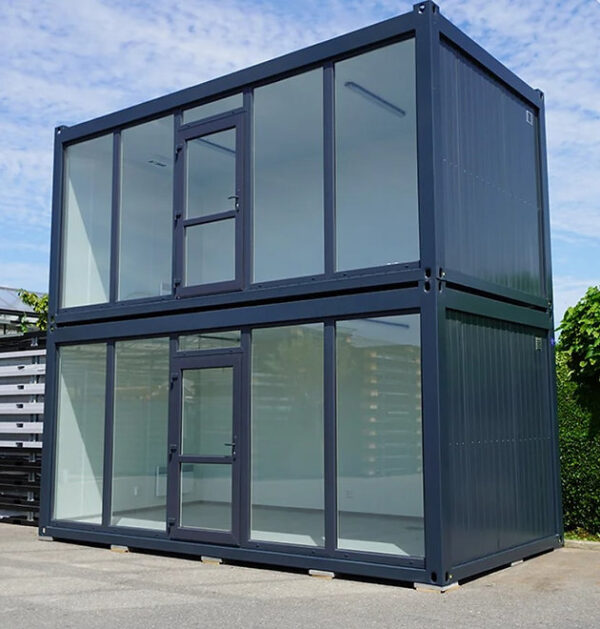 Conteneur 6x3 mètres avec Paroi Vitrée - RAL 7016