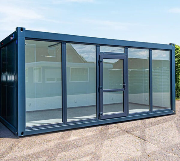 Conteneur 6x3 mètres avec Paroi Vitrée - RAL 7016