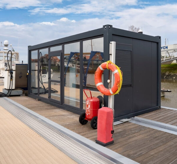 Conteneur 6x3 mètres avec Paroi Vitrée - RAL 7016