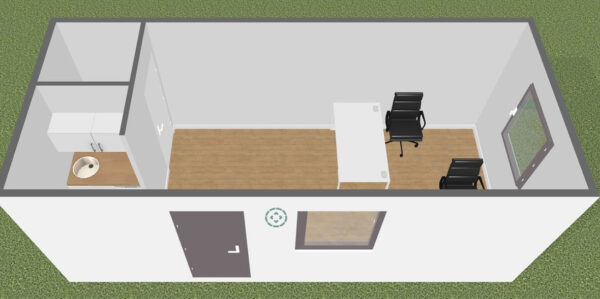 Conteneur bureau 21 m2 avec WC + kitchenette