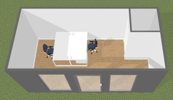 Conteneur de bureau commercial 18 m2 avec toilettes