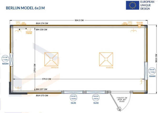 Conteneur 6x3 mètres Modèle Berlin