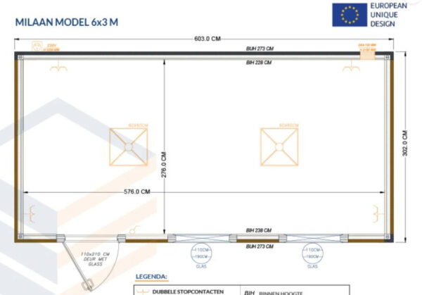 Conteneur 6×3 mètres modèle Milan