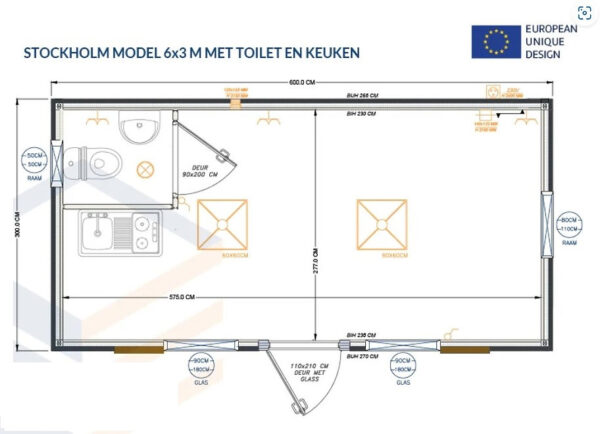 Conteneur 6x3 mètres Modèle Stockholm